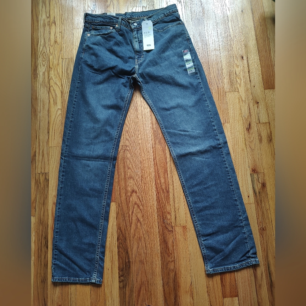 Levi's Levis Flex 505 Straight Leg Cotton Blend Blue Navy Pockets Jeans 36 - Picture 2 of 16